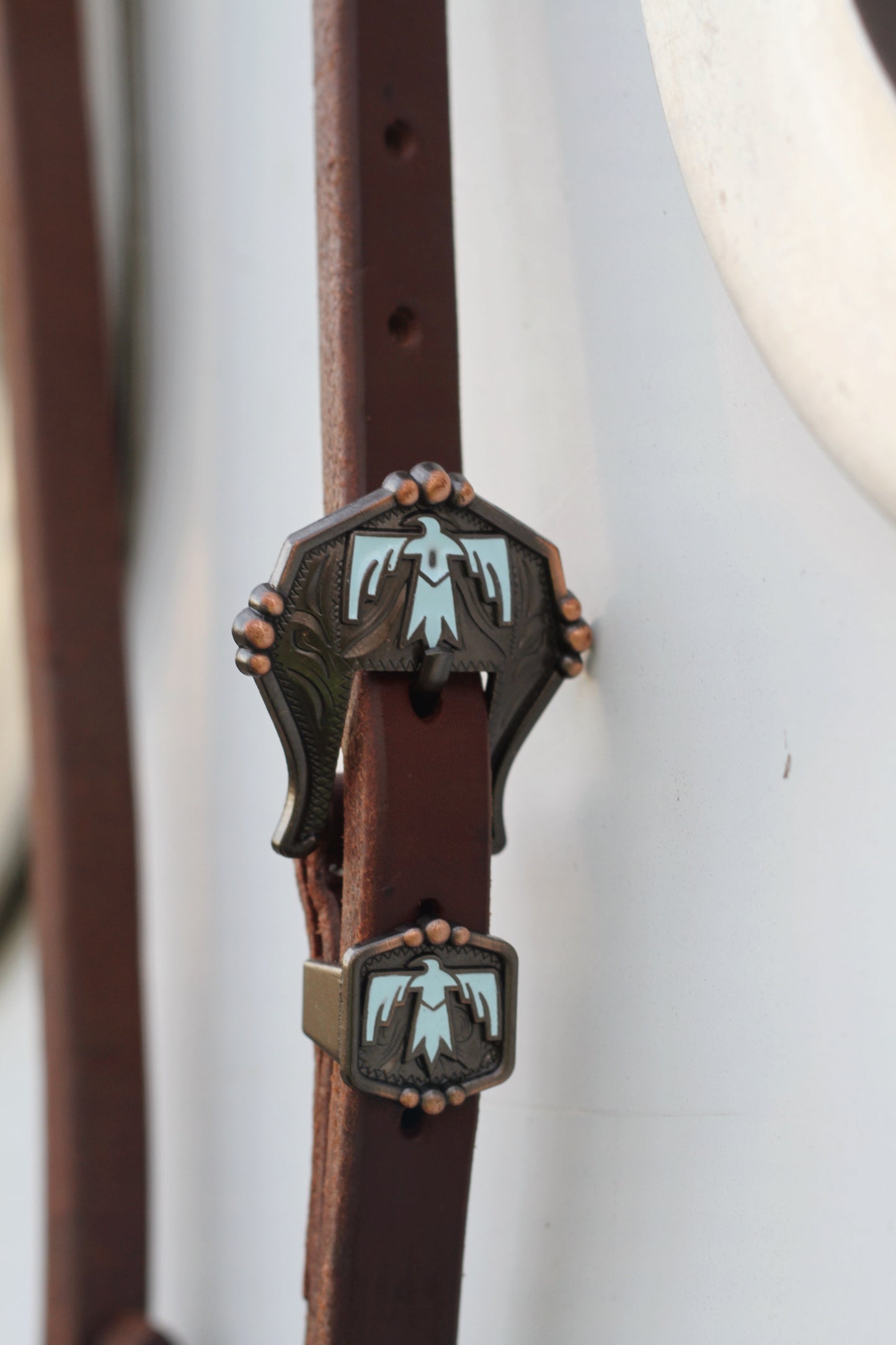 Turquoise Thunderbird Slip Ear Headstall